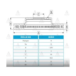 FREN DİSKİ COROLLA 07-18 / AURIS 07-18 / 1.4 D4D DİZEL ARKA DÜZ 270-5