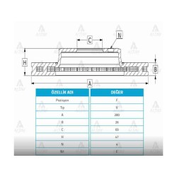 FREN DİSKİ ELANTRA 04-06 / SONATA 02-05 / MEGANTIS 04-06 / ÖN HAVALI 280-4