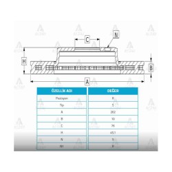 FREN DİSKİ I-30 12-15 / CEED 12-16 / ELANTRA 11-20 / ARKA DÜZ 262-5