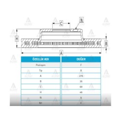 FREN DİSKİ LANCER 08-15 / ÖN HAVALI 276-5