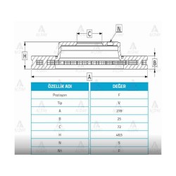 FREN DİSKİ MAZDA 3 03-13 / ÖN HAVALI 278-5