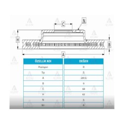 FREN DİSKİ QASHQAI 07-13 / JUKE 11-17 / X-TRAIL 06-13 / ARKA DÜZ 292-5