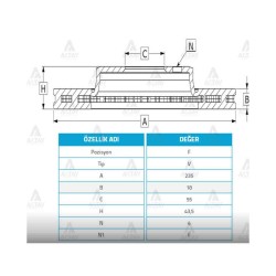 FREN DİSKİ YARIS  98-09 / ÖN HAVALI 235-4