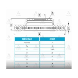 FREN DİSKİ YARIS 02-10 / 1.3-1.4 D-4D ÖN HAVALI 255-4 FREN DİSKİ YARIS 02-10 / 1.3-1.4 D-4D ÖN HAVALI 255-4