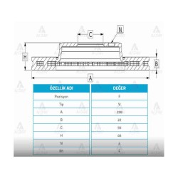 FREN DİSKİ YARIS 12-14 / ÖN HAVALI 258-4